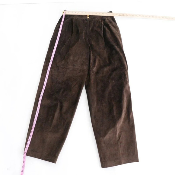 Vintage Danier Leather Brown Suede Straight Leg Pants Size 14 - Picture 1 of 14